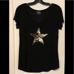 BIRD & VINE BLACK GRAPHIC TEE SHIRT EUC WORN ONCE